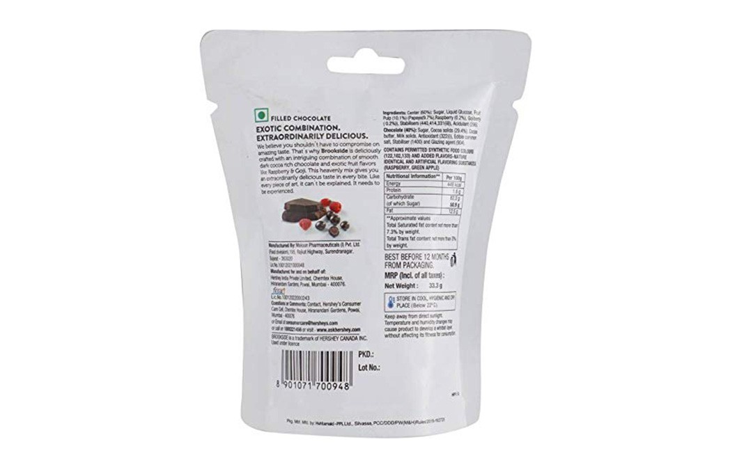 Brookside Raspberry & Goji Flavored Center Chocolate   Pack  33.3 grams